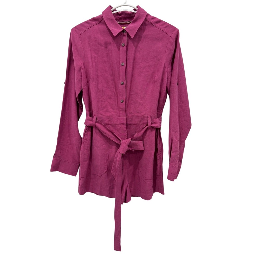 Boden Pink Belted Utility Romper US 4P UK 8P Long Sleeve Shirt Romper